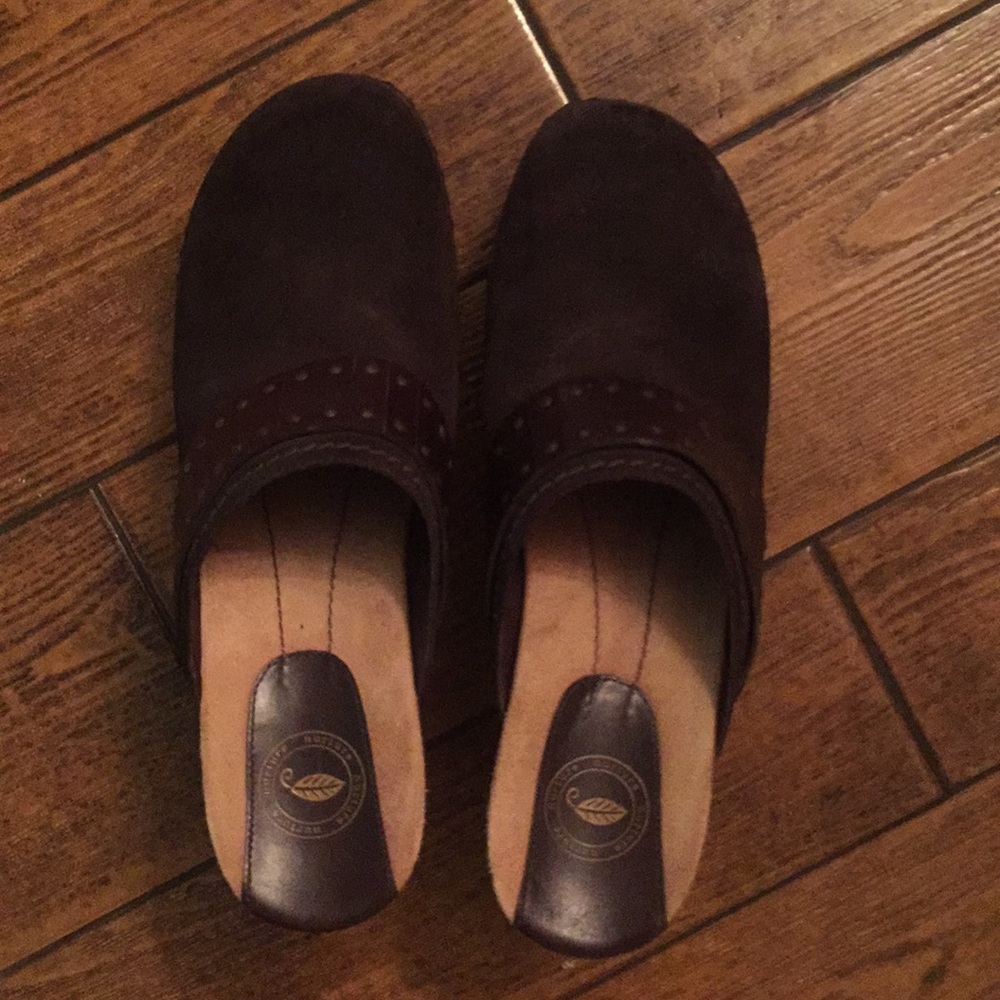 Brown Suede Mules. Women’s size 9.